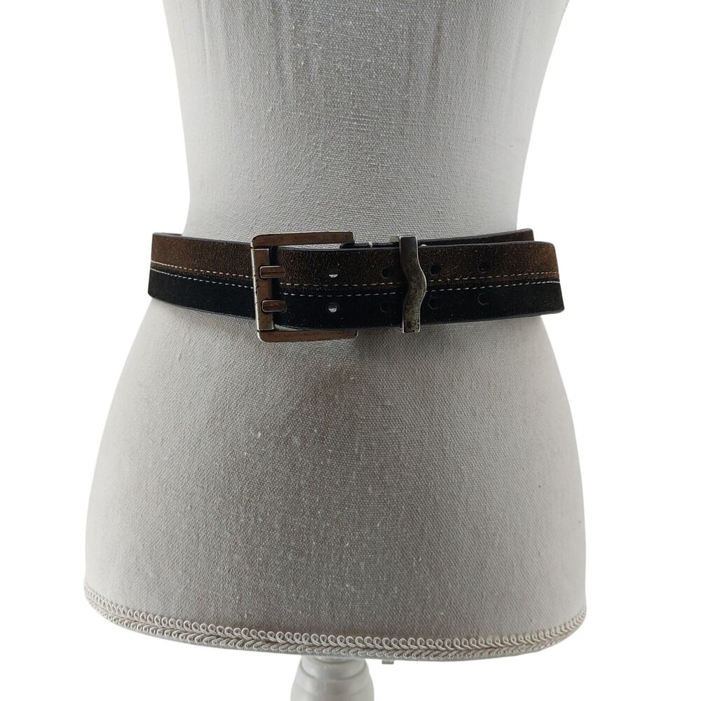 Arizona Jean Two Tone Brown Black Womens Suede Belt Sz M Y2K
